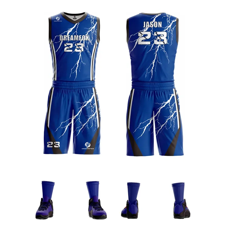 Fast Shipping Sublimated Men Custom Basketball Uniform Reversible Blank Basketball Wear Jersey