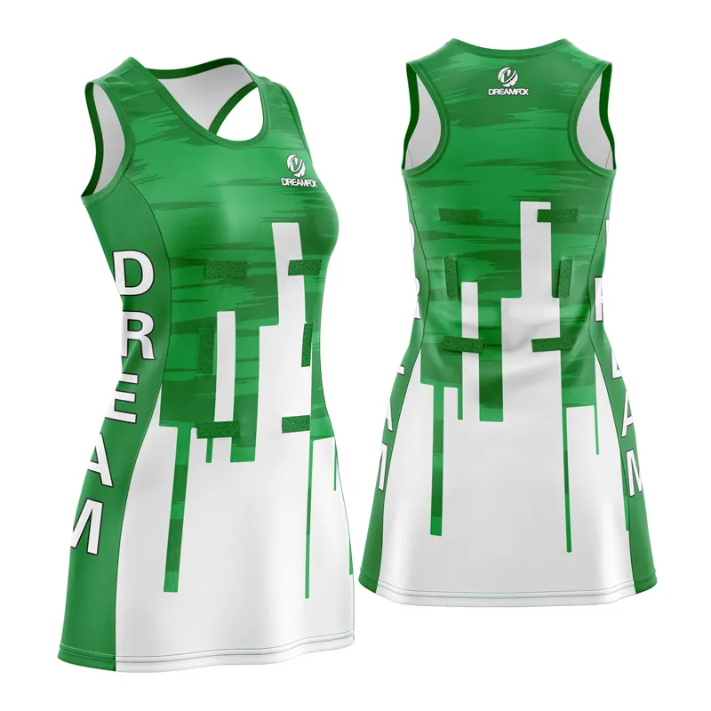  green white netball dress