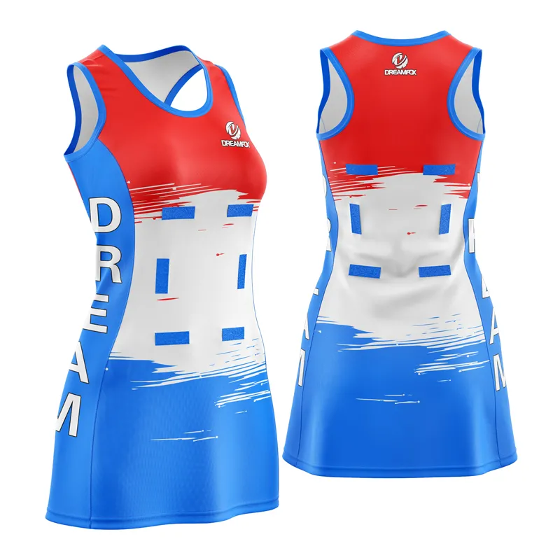 Customize Sublimation Printed Sports Wear Latest Netball Dress Skirts Girl Round Neck Netball Uniform