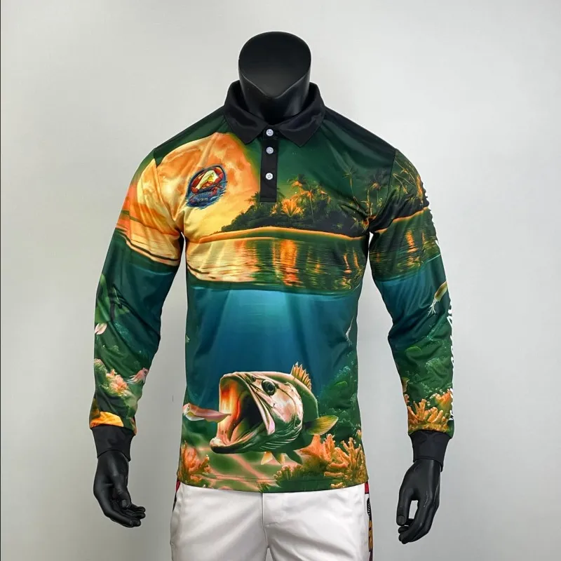 OEM diy customized sublimated Fish Hunting Shirt Long Sleeve Fishing Polo Shirts
