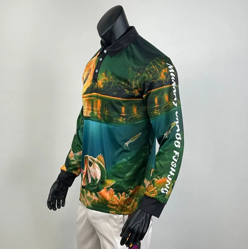 OEM diy customized sublimated Fish Hunting Shirt Long Sleeve Fishing Polo Shirts