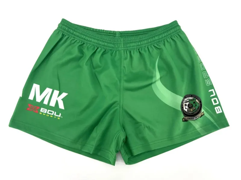 custom sublimated premium aussie footy shorts with pockets for teams hunting