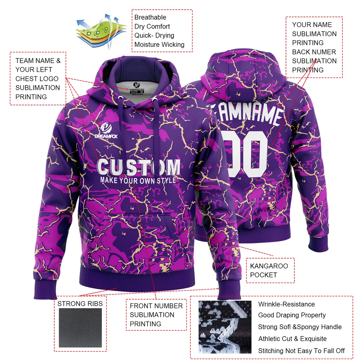 Customize high-quality sublimation printing hoodies with custom logos