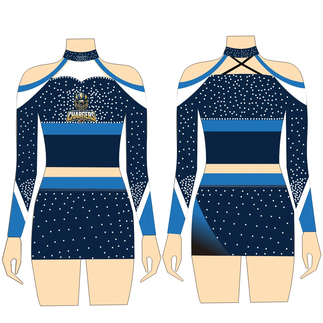 Free Design Custom Cheer Dance Uniform Cheerleading Uniform With Sublimation Printing AB rhinestones supplier