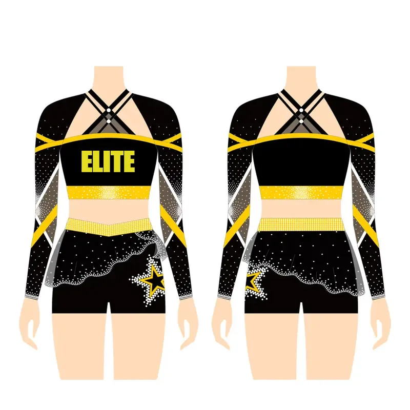 Free Design Custom Cheer Dance Uniform Cheerleading Uniform With Sublimation Printing AB rhinestones supplier