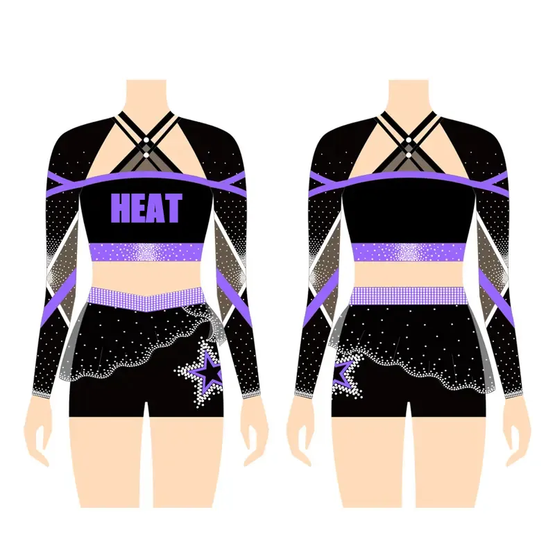 Free Design Custom Cheer Dance Uniform Cheerleading Uniform With Sublimation Printing AB rhinestones supplier