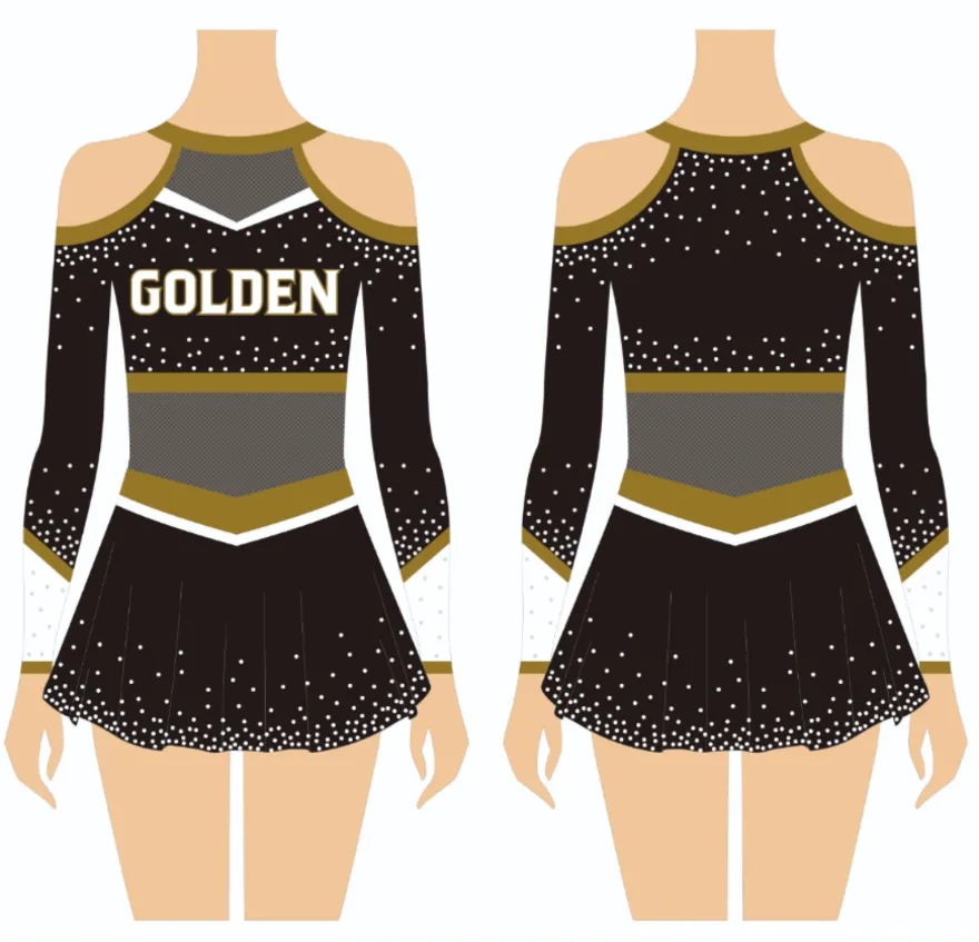 Long Sleeve Cheerleading Uniform Dance Skirt Sublimation Spandex Multicolor Cheerleader Uniform Customized girls Cheerleading Costumes
