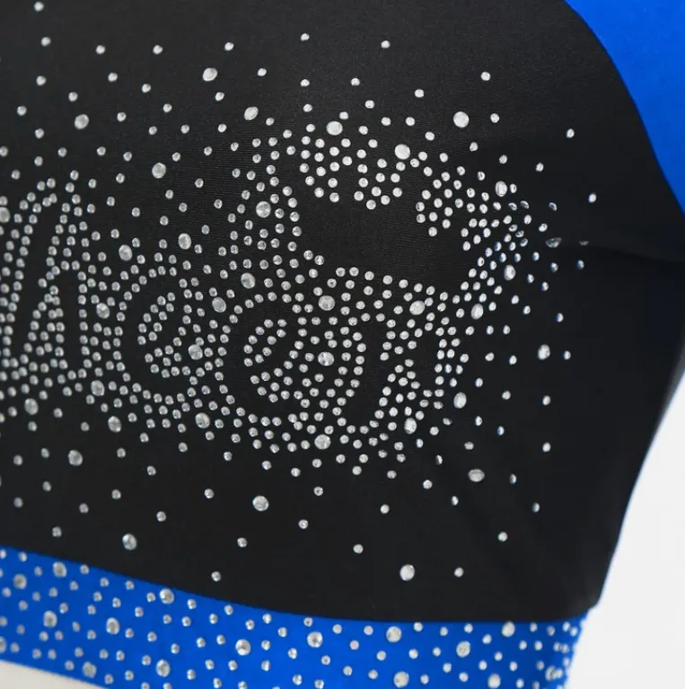 Customized Design Girl Cheerleading Dance Skirt Sublimation Spandex Rhinestones All Star Customizable Uniforms Shirts & Tops