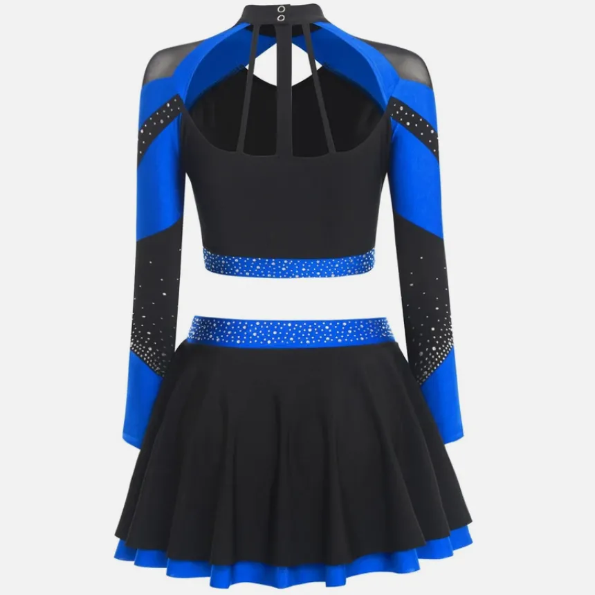 Customized Design Girl Cheerleading Dance Skirt Sublimation Spandex Rhinestones All Star Customizable Uniforms Shirts & Tops