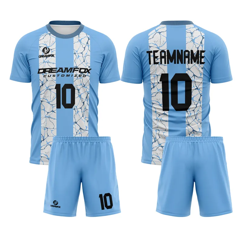 Wholesale Custom Stripe Design Football T-shirts Sublimation Sport Club Team Wear Soccer Jersey