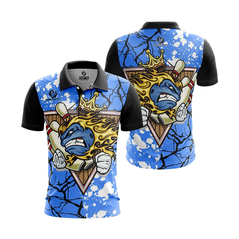 OEM Custom New Design Bowling Club Logo 100% Polyester Knitted Button Collar Comfort Bowling Polo Shirt manufacturer