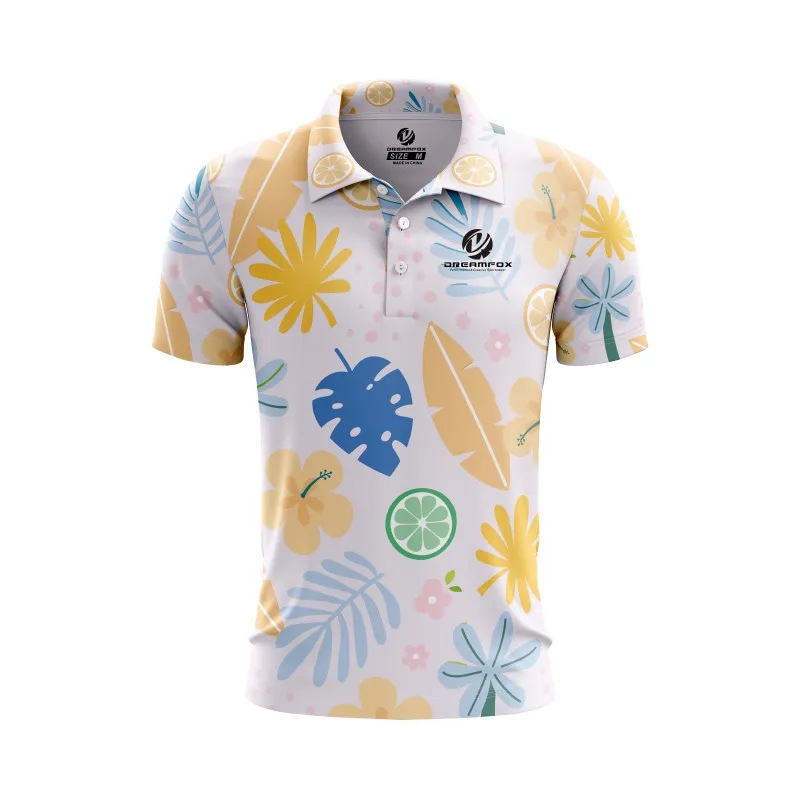 Custom High Quality Your Brand Logo Quick Dry Sublimation Print 92% Polyester 8% Spandex Sport Golf Polo Shirt