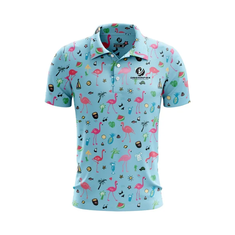 Custom High Quality Your Brand Logo Quick Dry Sublimation Print 92% Polyester 8% Spandex Sport Golf Polo Shirt