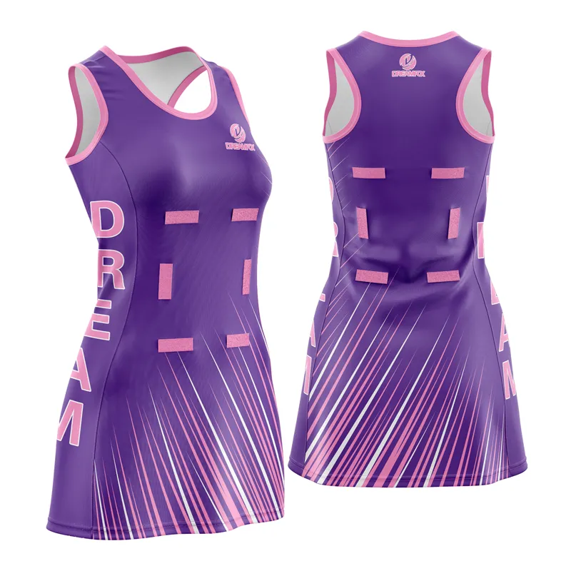 Custom purple design netball dress