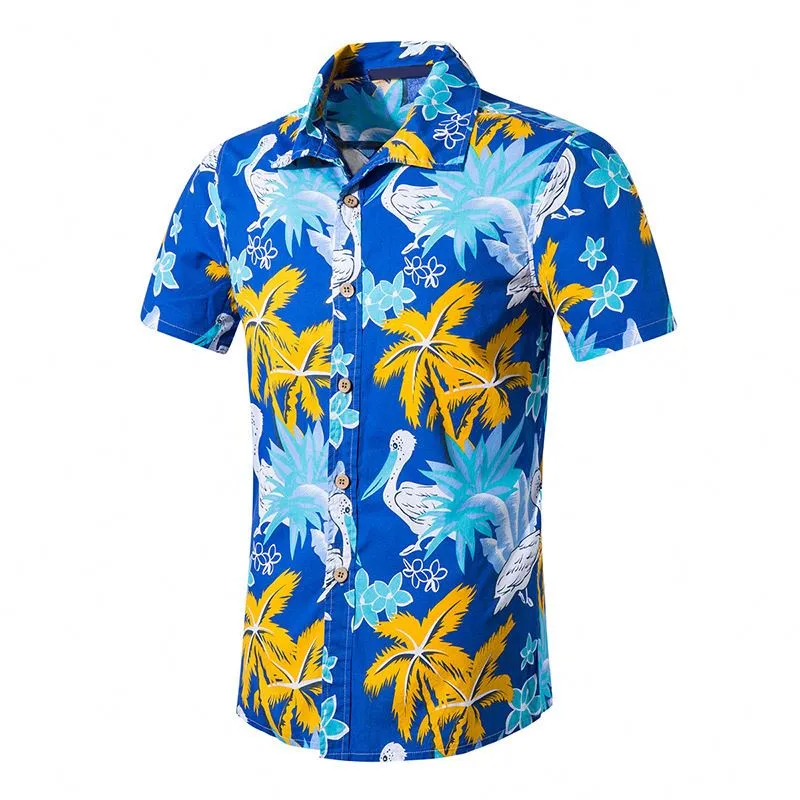 Custom Design All Over Printing Men's Hawaiian Casual Aloha Button Down Shirts