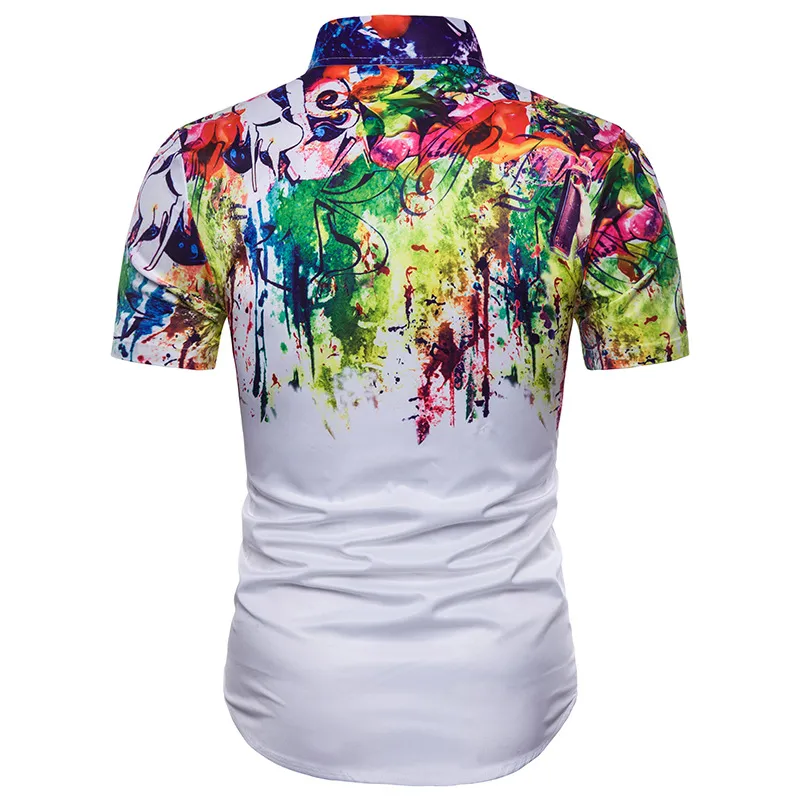 Sublimation Digital Printed Mens Fashion Style Floral Print Sleeve Hawaiian Shirts Floral Beach Shirts Mens Clothing