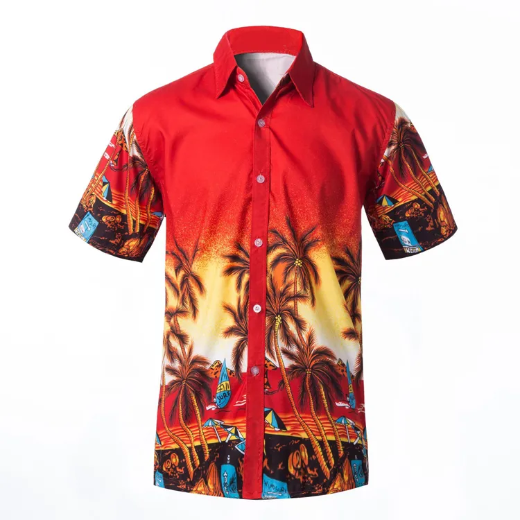 Wholesale Custom Printed Hawaiian Shirts for Men Casual Breathable Poplin Fabric