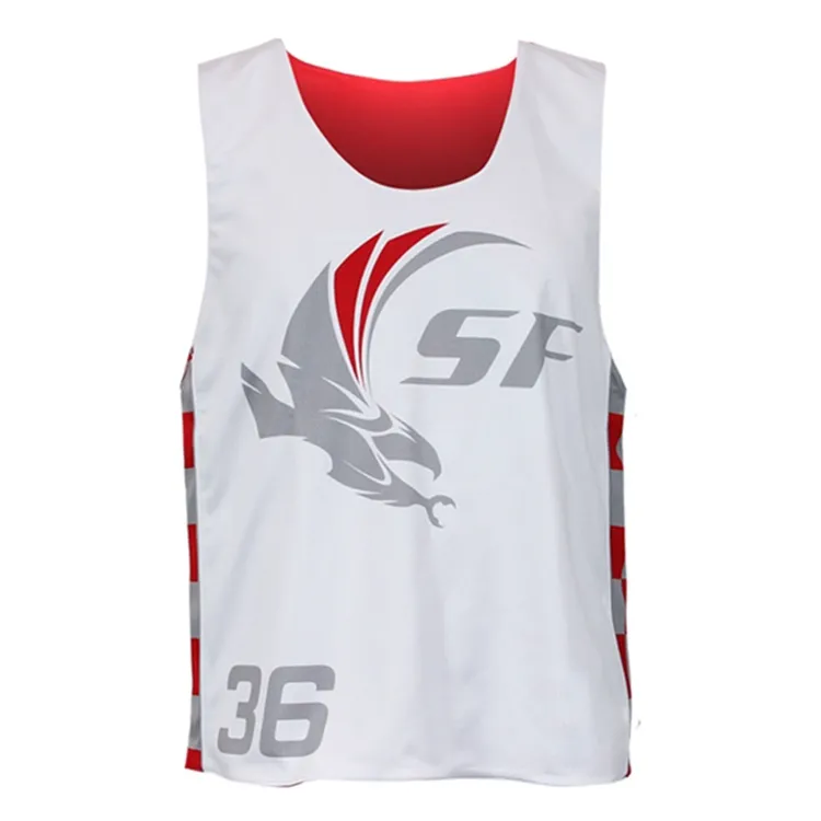 Custom Men Cut Racerback lacrosse Reversible Jerseys Sublimation Polyester lacrosse Pinnies