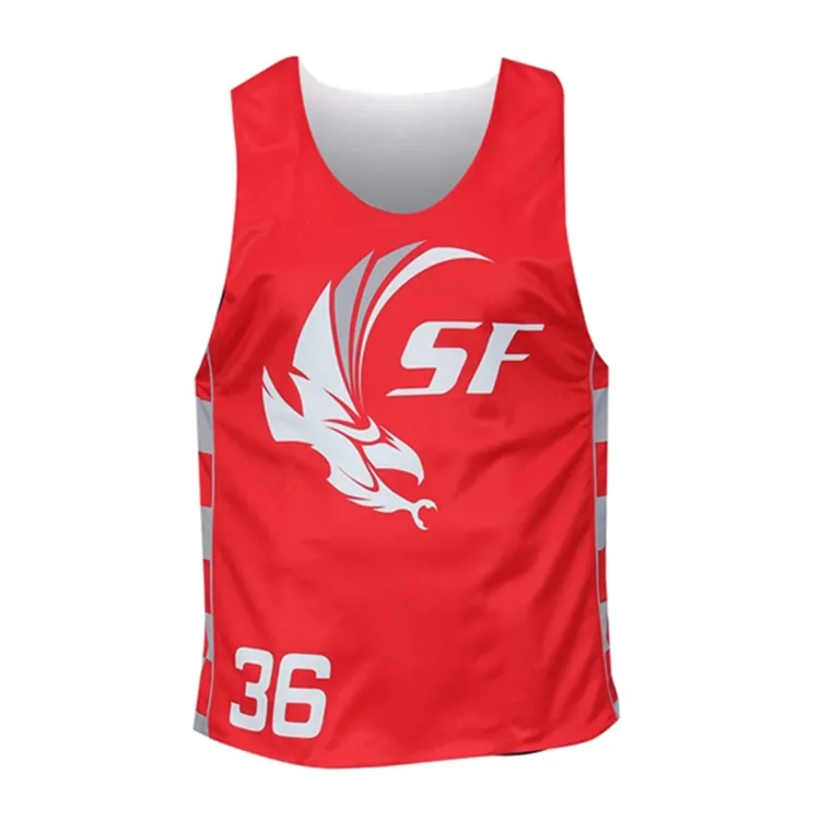 Custom Men Cut Racerback lacrosse Reversible Jerseys Sublimation Polyester lacrosse Pinnies
