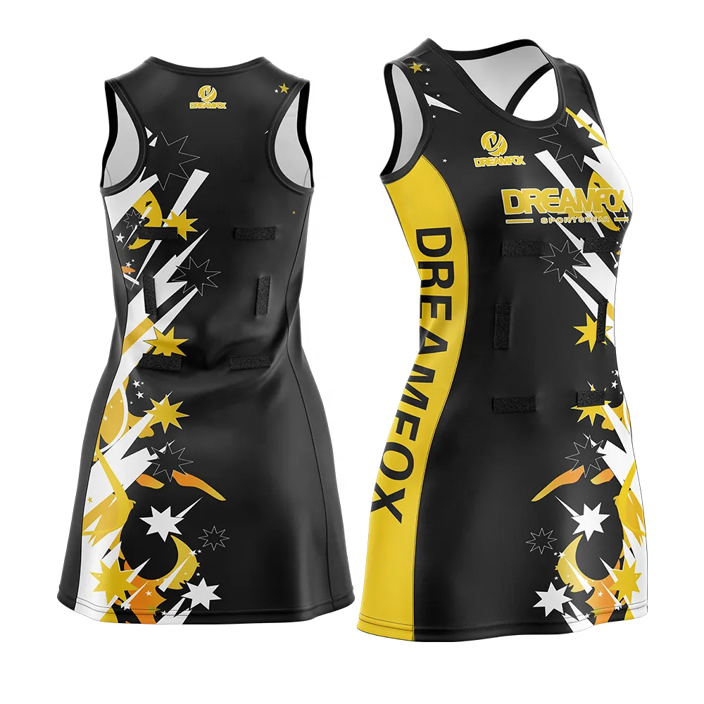Top Quality Netball Kits Female New Design Custom Women Spandex Polyester Sublimated Netball Uniforms Dress