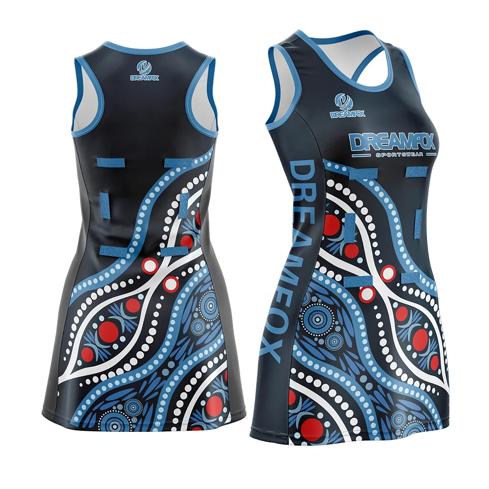 Customize Sublimation Printed Sports Wear Latest Netball Dress Skirts Girl Round Neck Netball Uniform