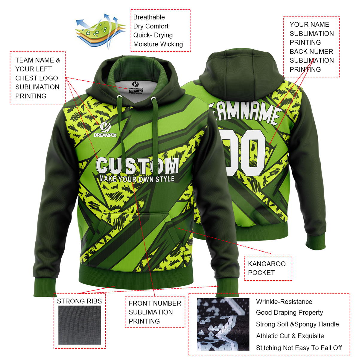 Custom Team Sublimated Hockey Hoodie Sweatshirts