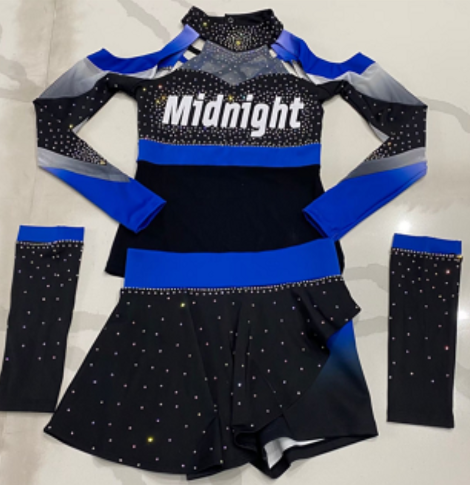 Customized Design Girl Cheerleading Dance Skirt Sublimation Spandex Rhinestones All Star Customizable Uniforms Shirts