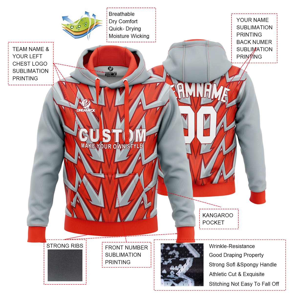 Wholesale Custom logo High Quality Sublimation Blank Fleece Pullover Hoodie Oversize Plus Size Men's Hoodies Sweatshirts