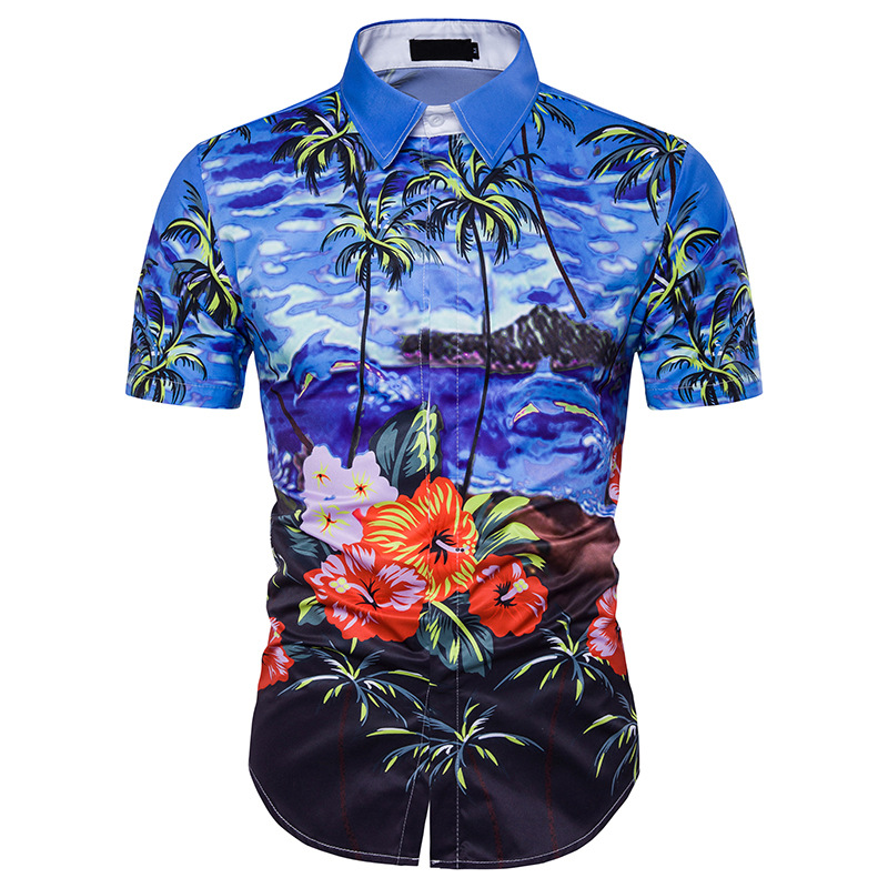 Custom Design All Over Printing Men's Hawaiian Casual Aloha Button Down Shirts