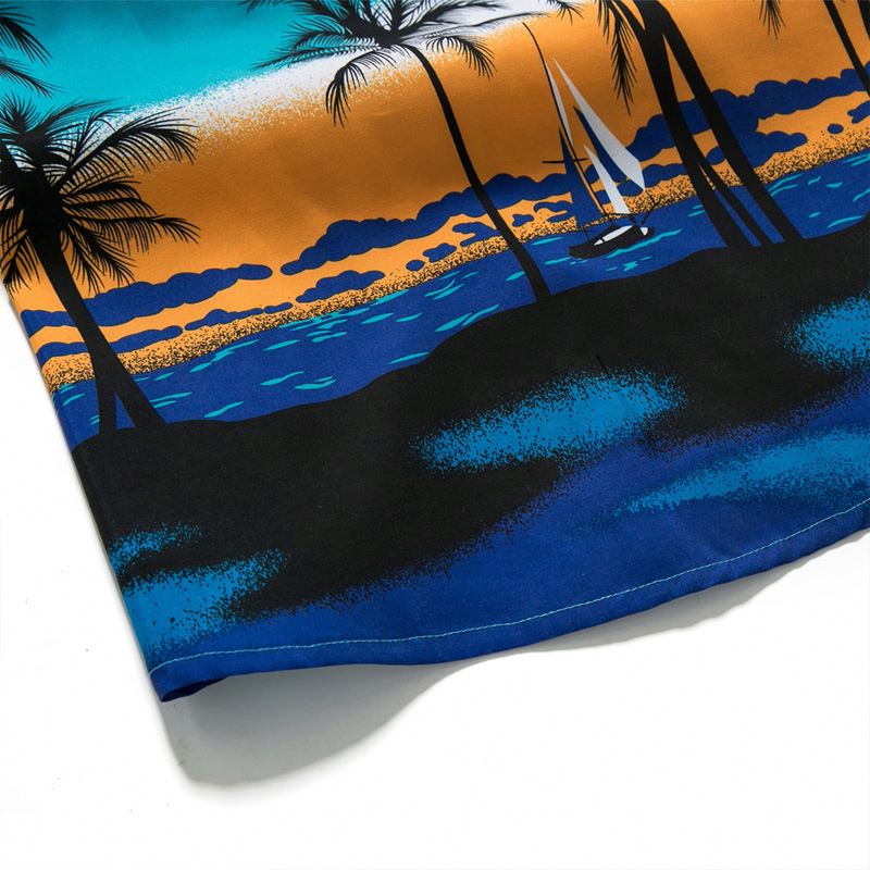 Custom Design All Over Printing Men's Hawaiian Casual Aloha Button Down Shirts