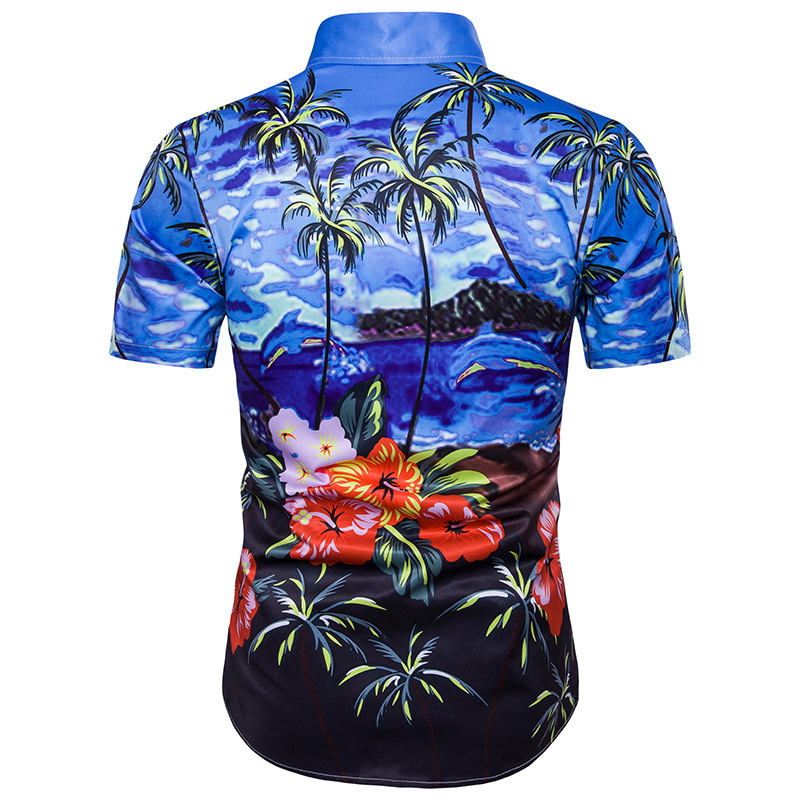 Custom Design All Over Printing Men's Hawaiian Casual Aloha Button Down Shirts
